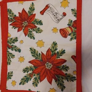 Set Of 7 Vintage Christmas placemats Poinsettia Double layer Bright colors